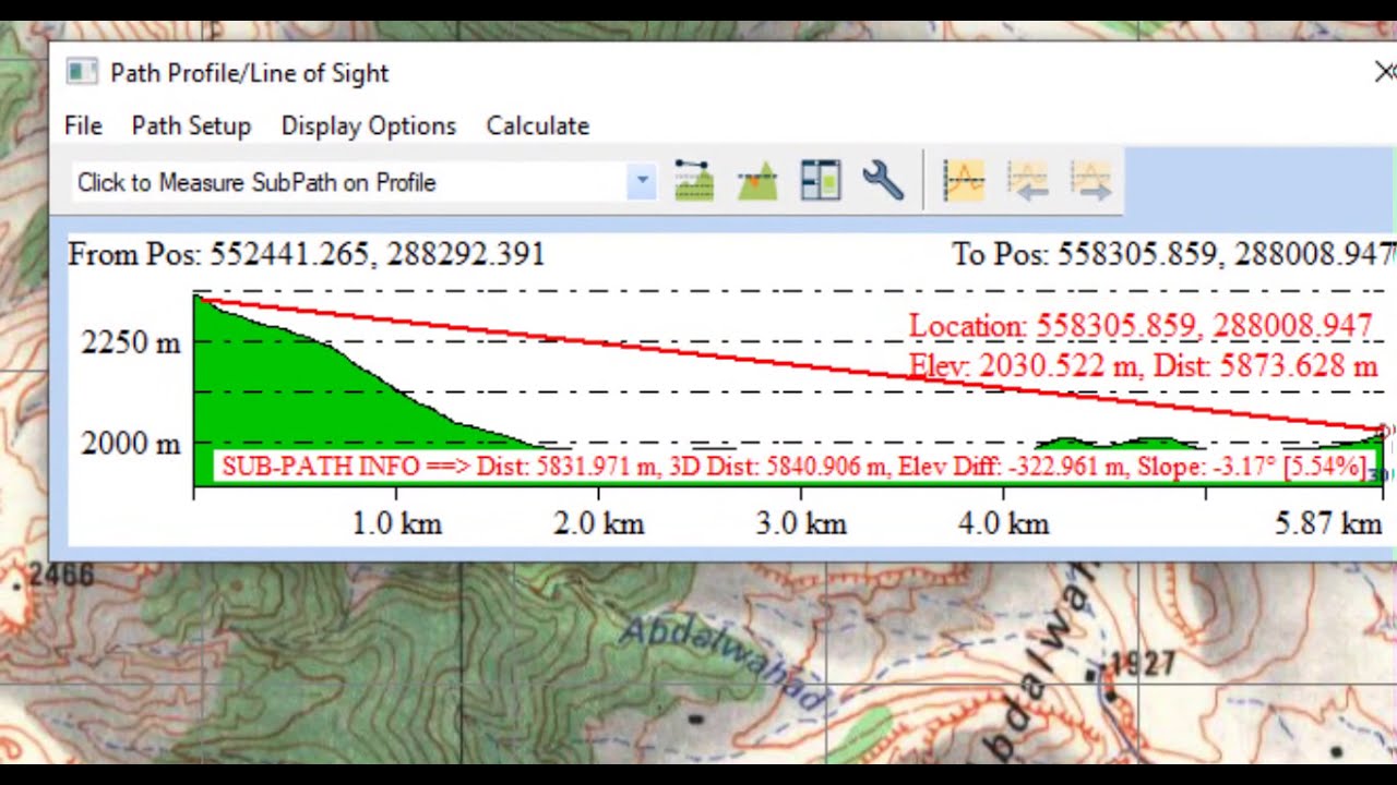 #5# Création du profile topographique vertical sur une carte topo scannée avec MNT