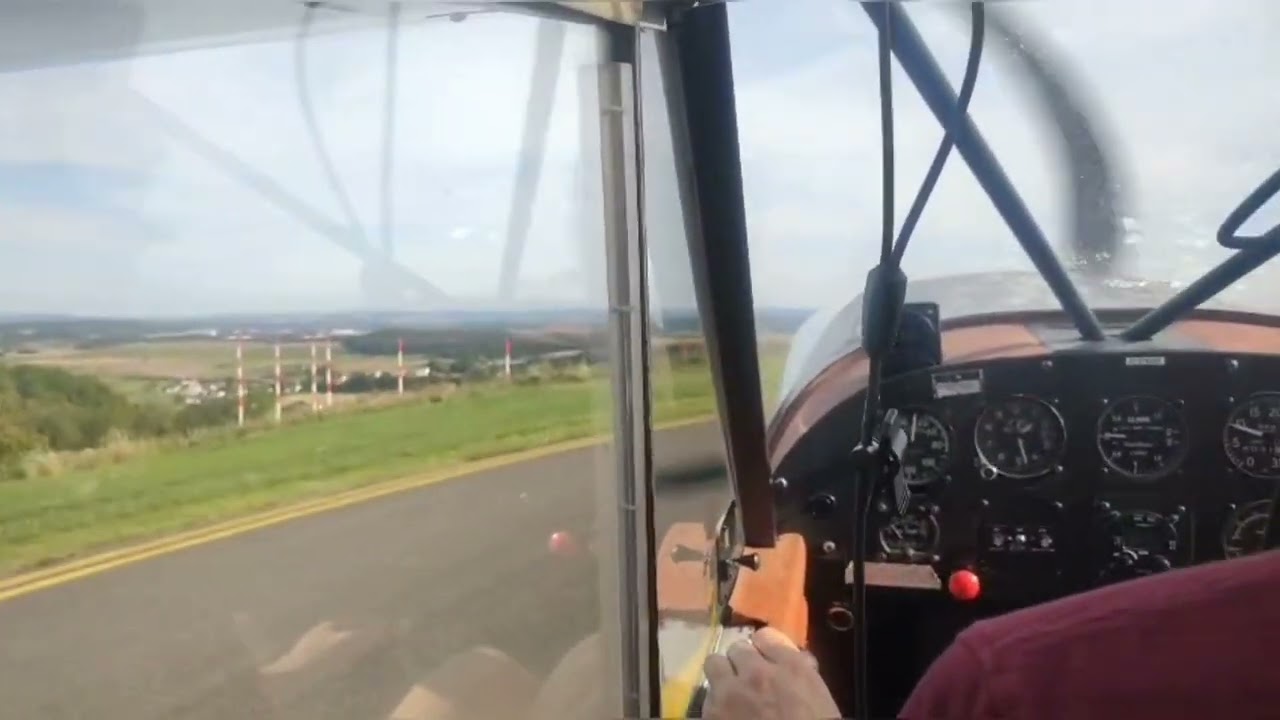 Pilot's view: Piper PA-18 departure from coburg airfield EDQC
