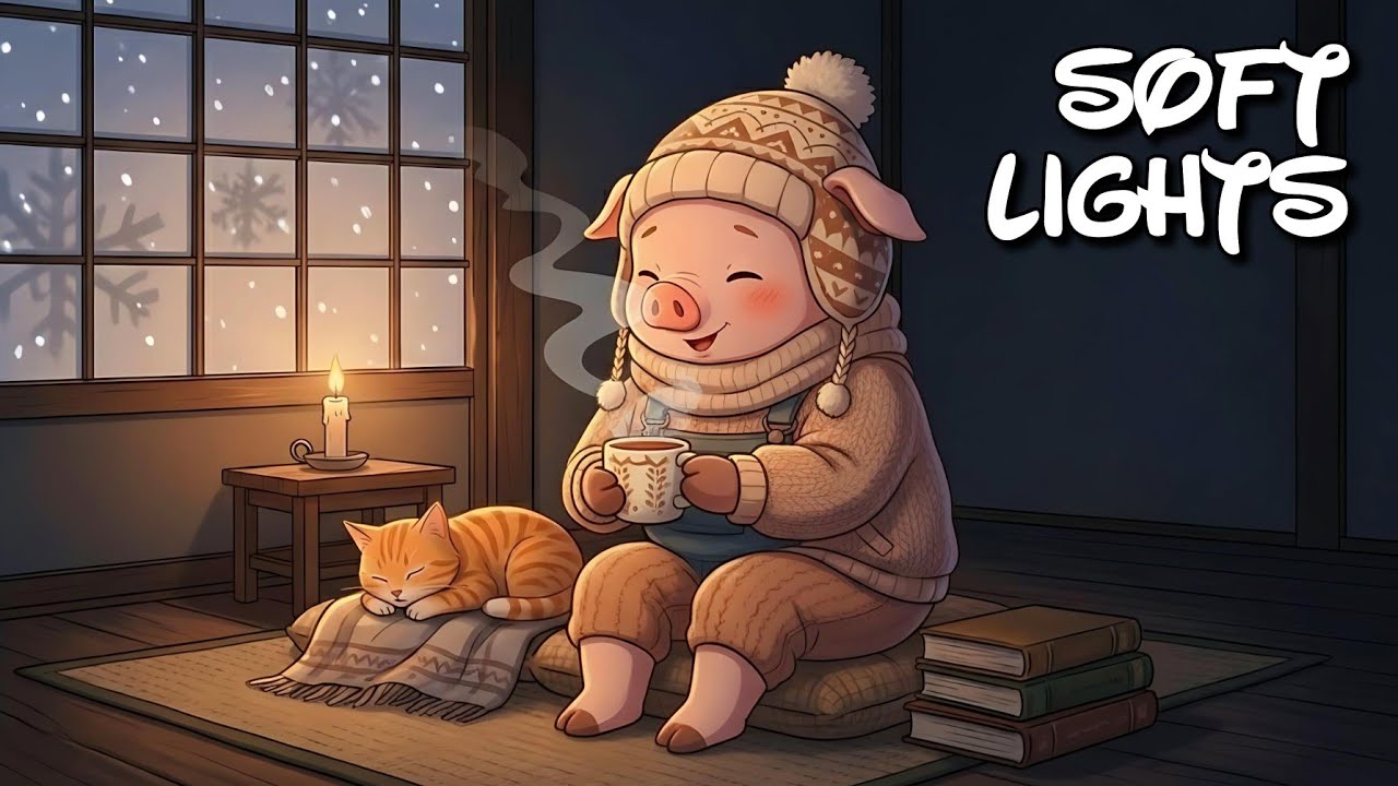 Soft Lights, Quiet Thoughts ✨ Pig’s Evening Time | Calm Relax (3 Hours)