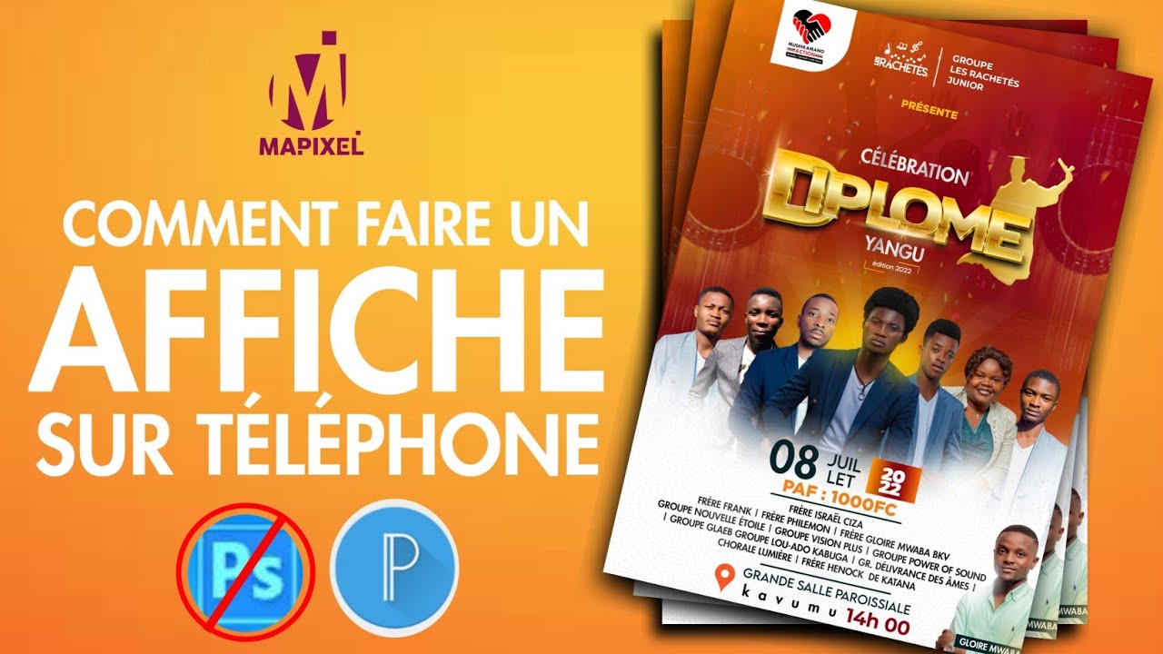 Comment créer et FAIRE DES AFFICHES  SUR VOTRE SMARTPHONE ( PIXELLAB ) MAPIXEL GRAPHIC