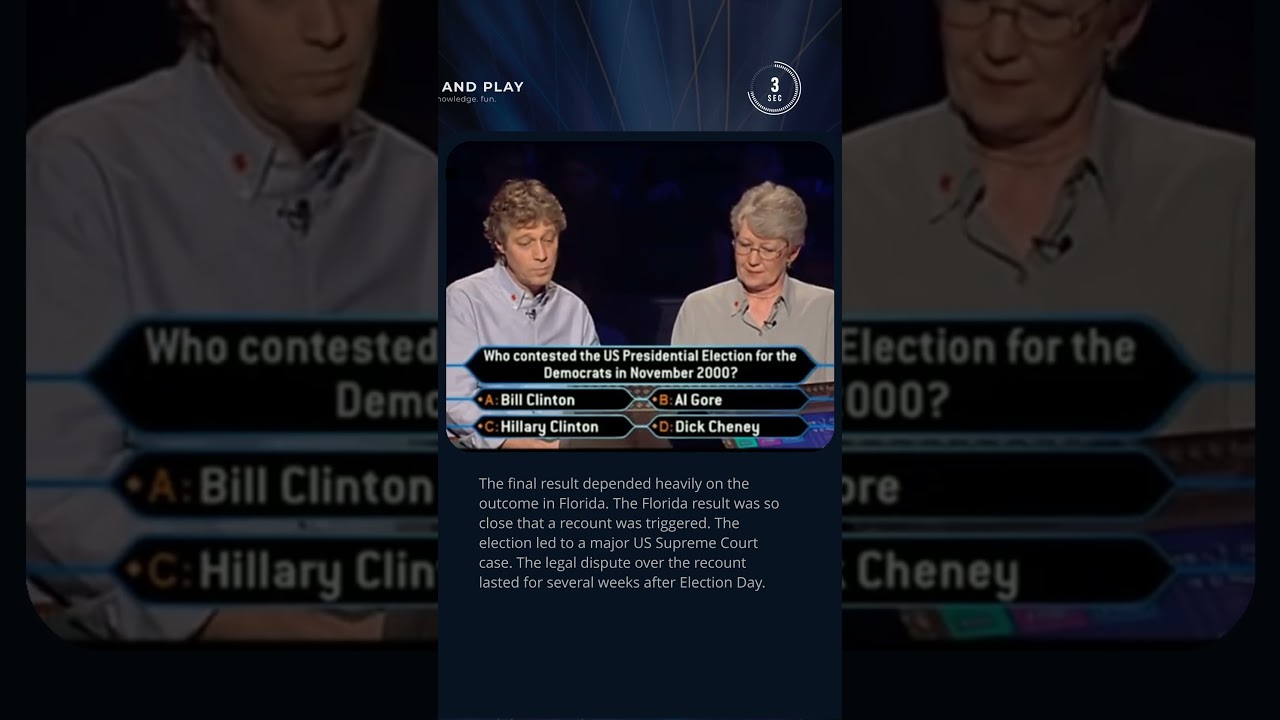 Do You Remember The 2000 US Election?🇺🇸🤔 #quiz #millionaire #trivia #didyouknow #usa #history #tv