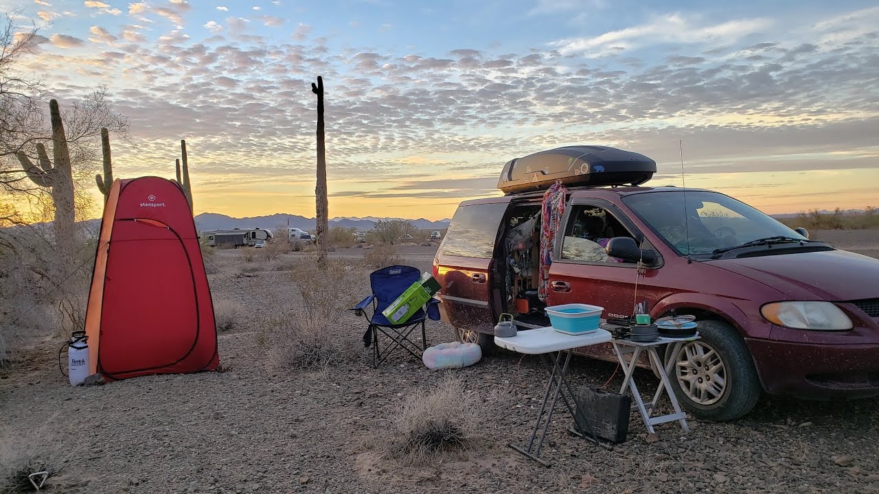 DITL Minivan Boondocking In The Desert | How I do dishes and joining a coffee group at my camp.