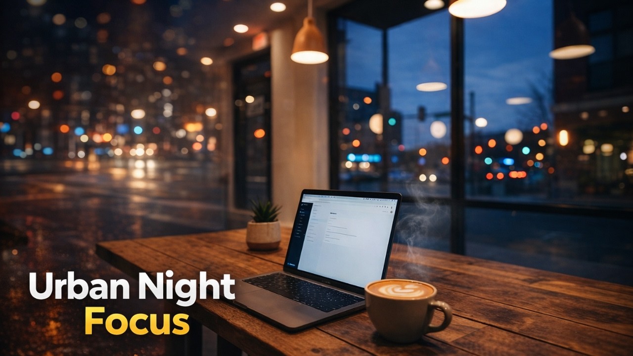 Urban Night Smooth Jazz | Study & Work Coffee Shop Ambience