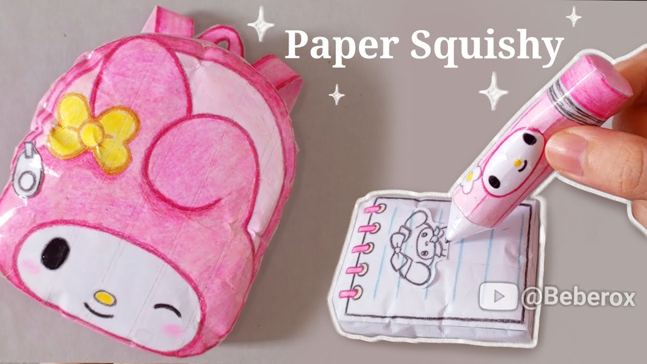 Paper Diy 💖 My Melody School Bag | Squishy | Tutorial | ASMR