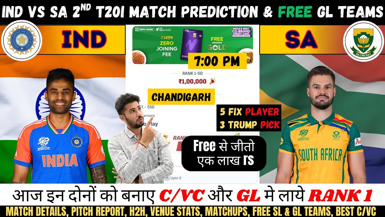 IND vs SA Dream11 Prediction, India vs South Africa 2nd T20I Match Prediction, IND vs SA Dream11
