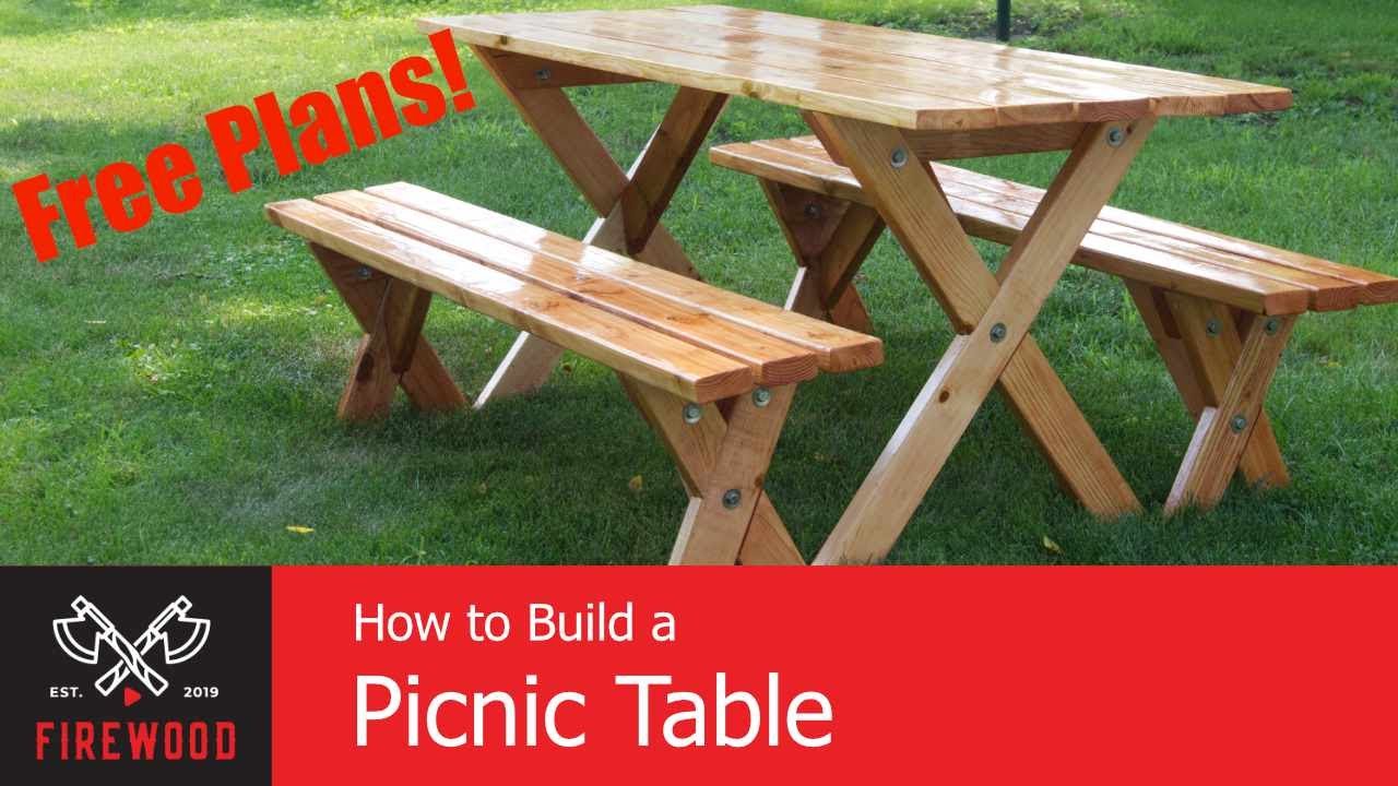 How to build a detached bench picnic table. Free Plans, easy beginner project.