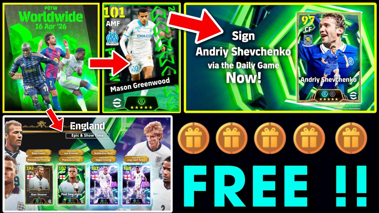 Новые обновления eFootball&trade; 2026!! 🤩🔥 Завтра Potw, ежедневная игра, бесплатные эпические карты, н...