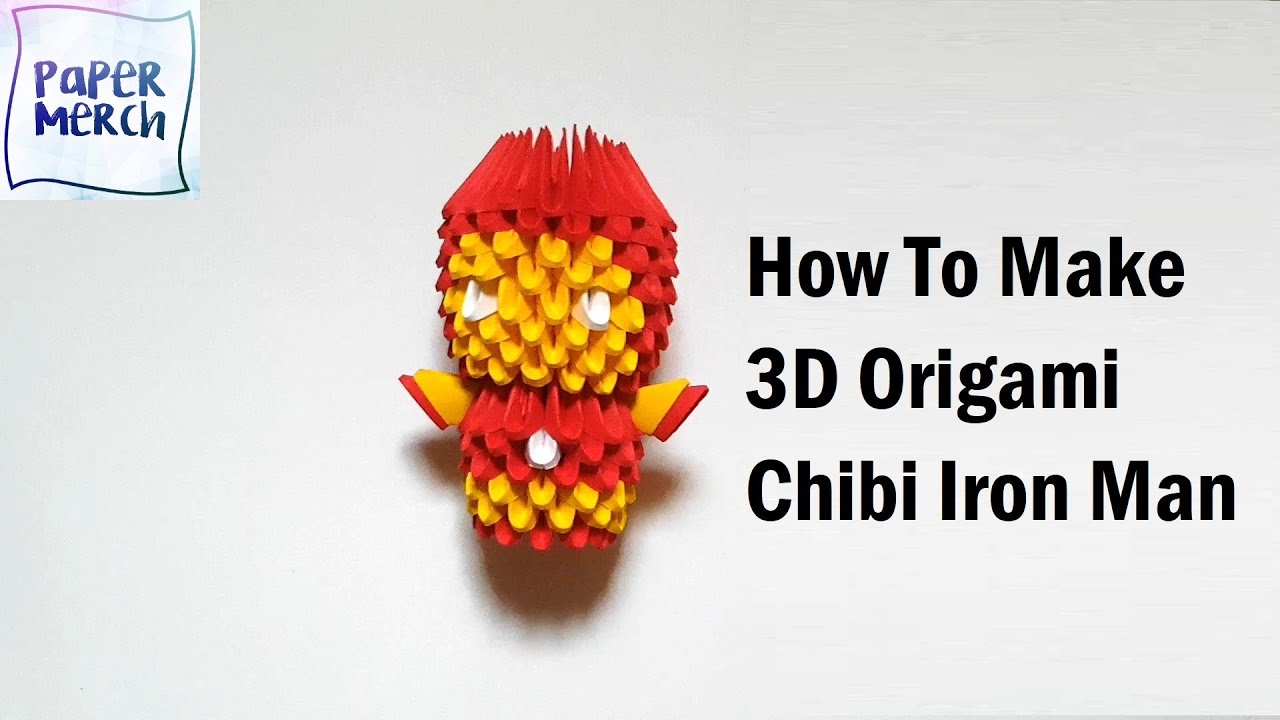 3D Origami Chibi Iron Man: How to make Origami Iron Man | Tutorial