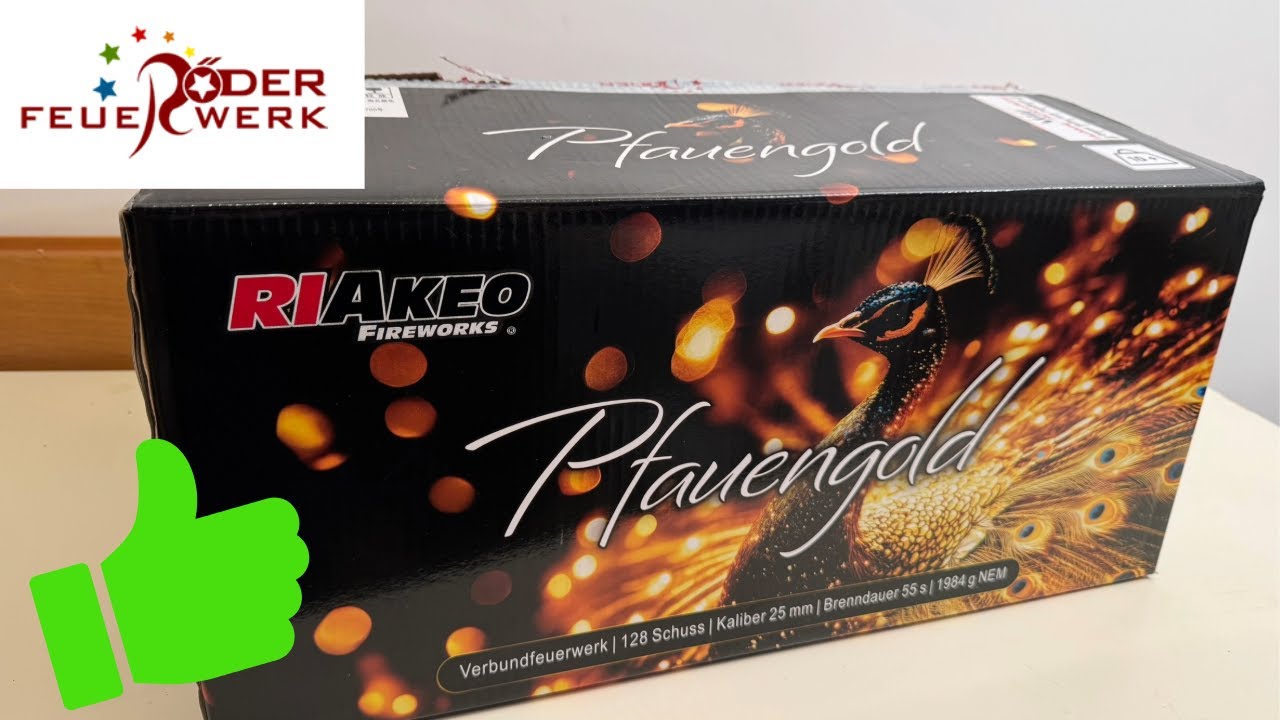 Röder/Riakeo Pfauengold | Neues Verbundfeuerwerk für Goldfanatiker