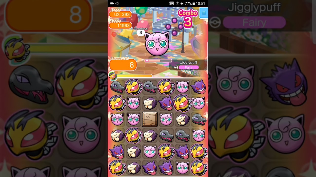 Pokemon Shuffle Mobile UX Stage 293 Jigglypuff ITEMLESS『ポケとる スマホ版』