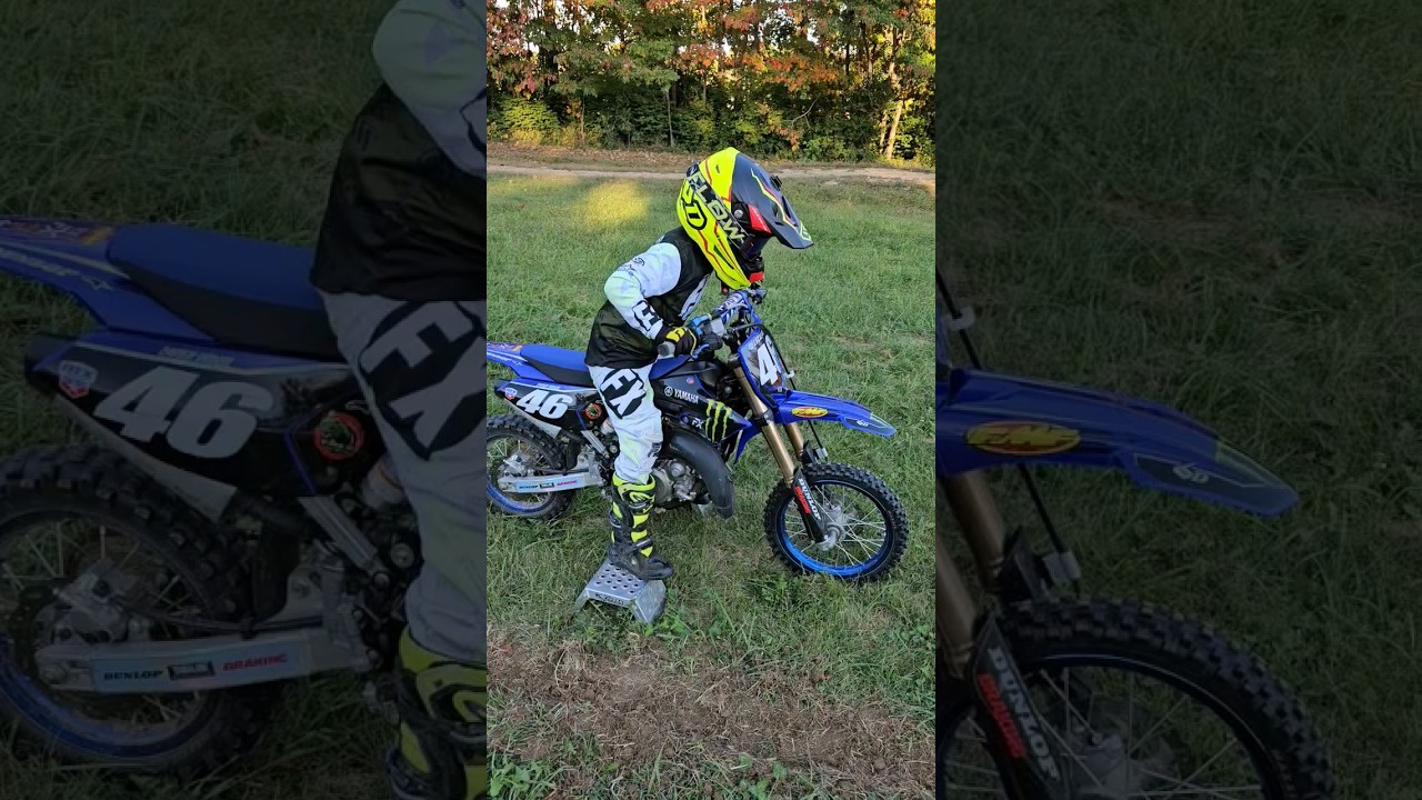 8 Year Old Kid Starting yz 65. #Shorts #moto #dirtbike