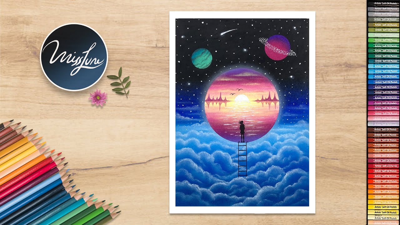 Oil Pastels Drawing - Magic World ✨ - Learn to draw step by step