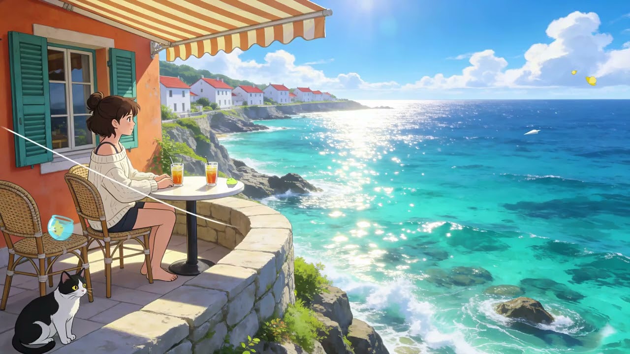 Cherry's Seaside Cafe Escape 🌊 Relaxing Lofi Beats for Studying ☀️ Pure Summer Vibes