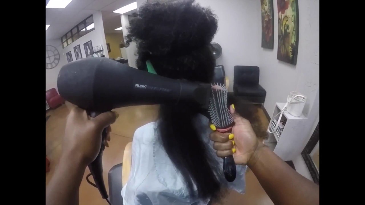 Natural Hair Shampoo and Conditioner Blowdry and Pin Curl (No finish)