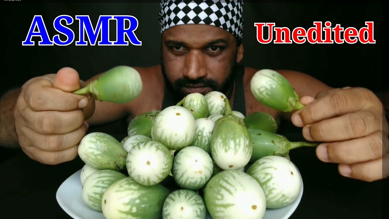 Raw eggplant ASMR eating challenge with chilli salt sauce/ Mukbang/ Food eating show (27.06.24)..