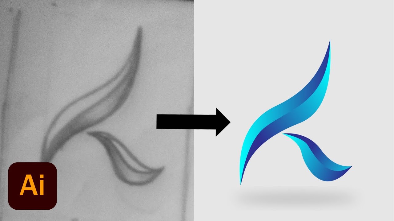Tutorial cara membuat logo huruf dari sketsa. Adobe Illustrator