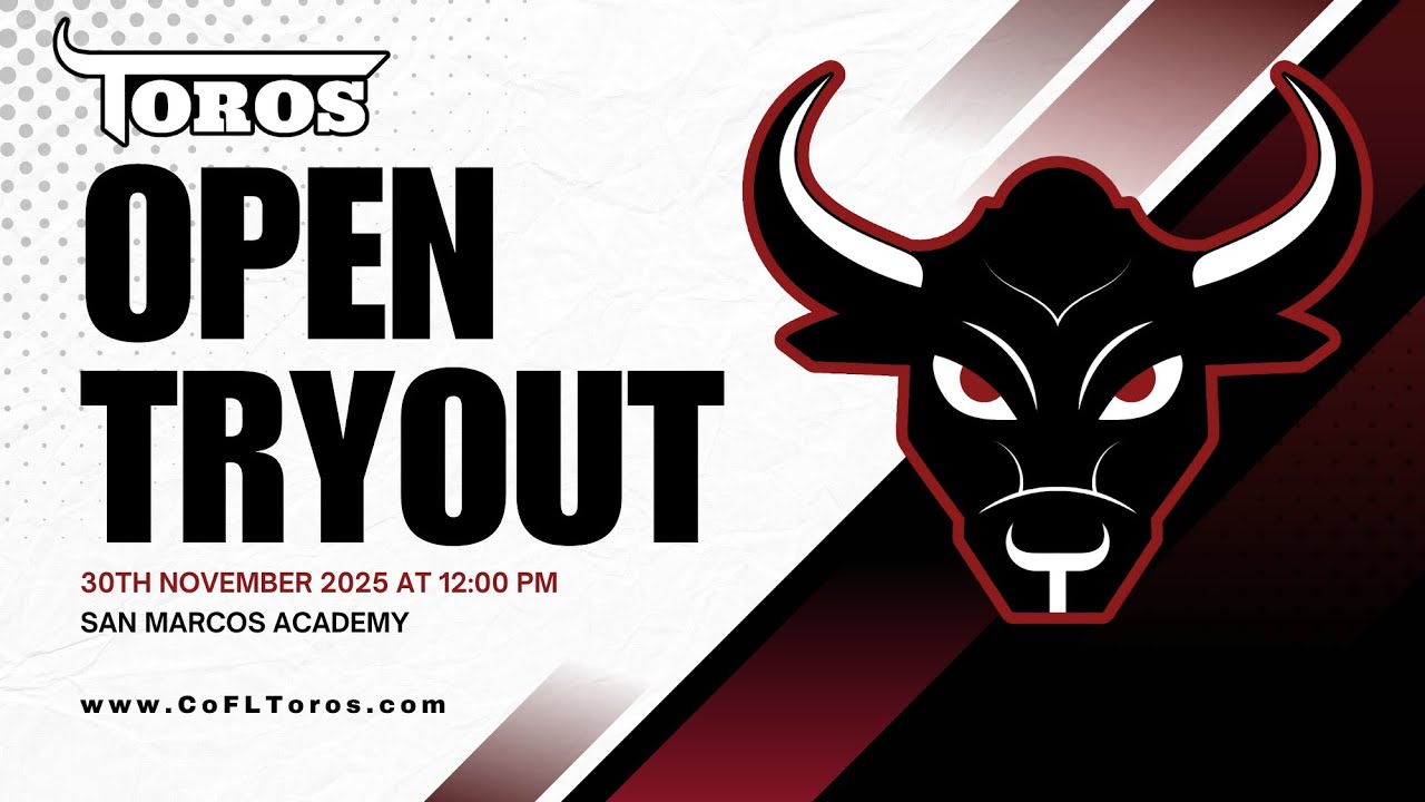 San Antonio Toros Open Tryout Livestream on November 30th 2025