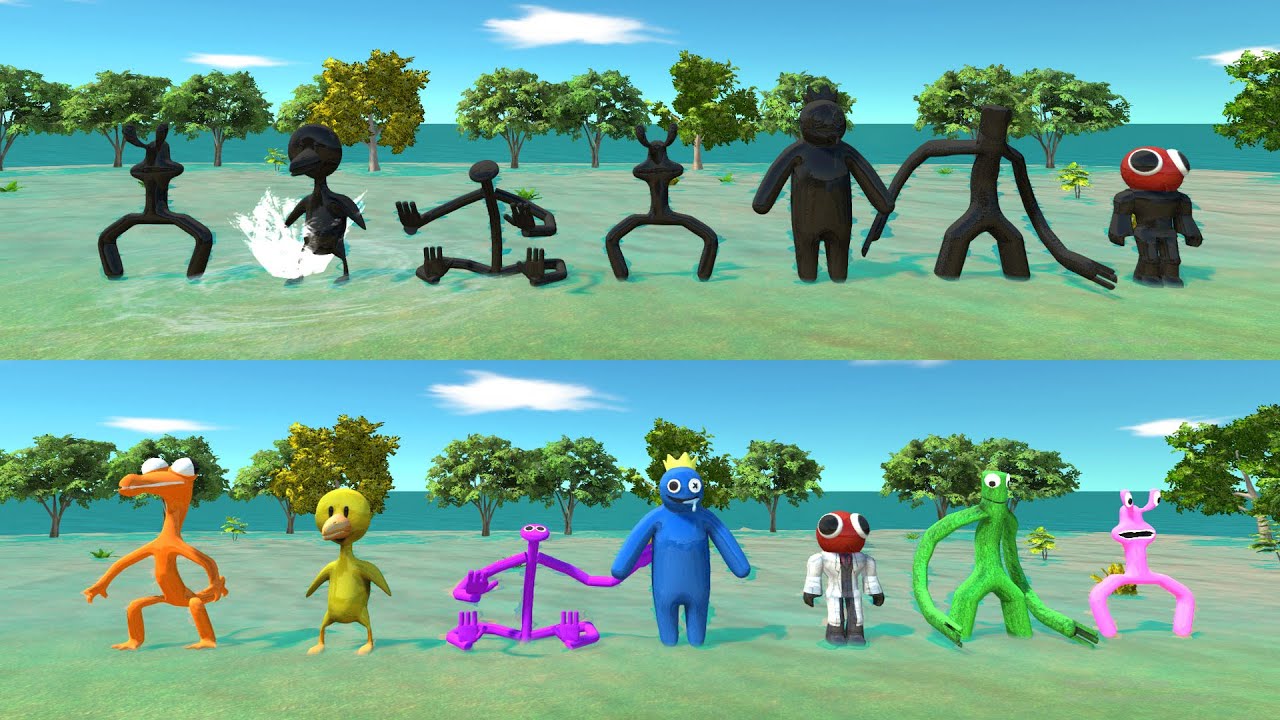 Rainbow Friends vs Their Shadow - Animal Revolt Battle Simulator