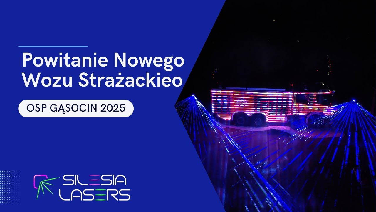 Laserowy mapping wozu strażackiego OSP Gąsocin. Powitanie nowego pojazdu #pokazlaserów #mapping