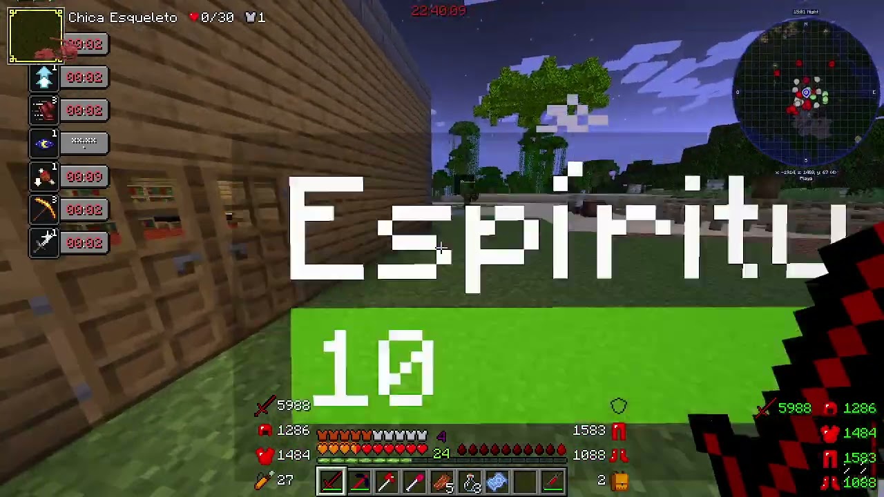 Preparando las cosas necesarias para curar al aldeano. Minecraft con mods.