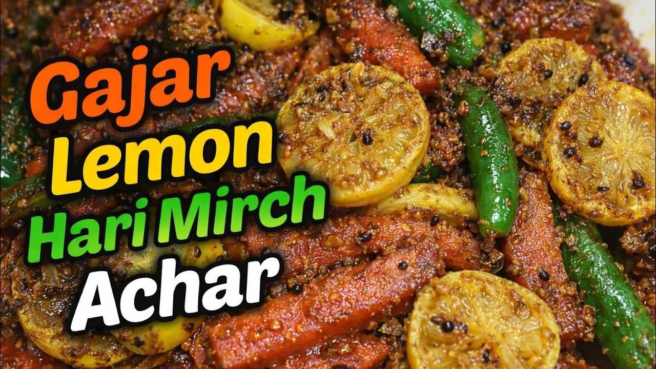 ✅Gajar Lemon Hari Mirch Ka Achar | Mix Achar Recipe | Instant Achar Banane Ka Asaan Tarika.