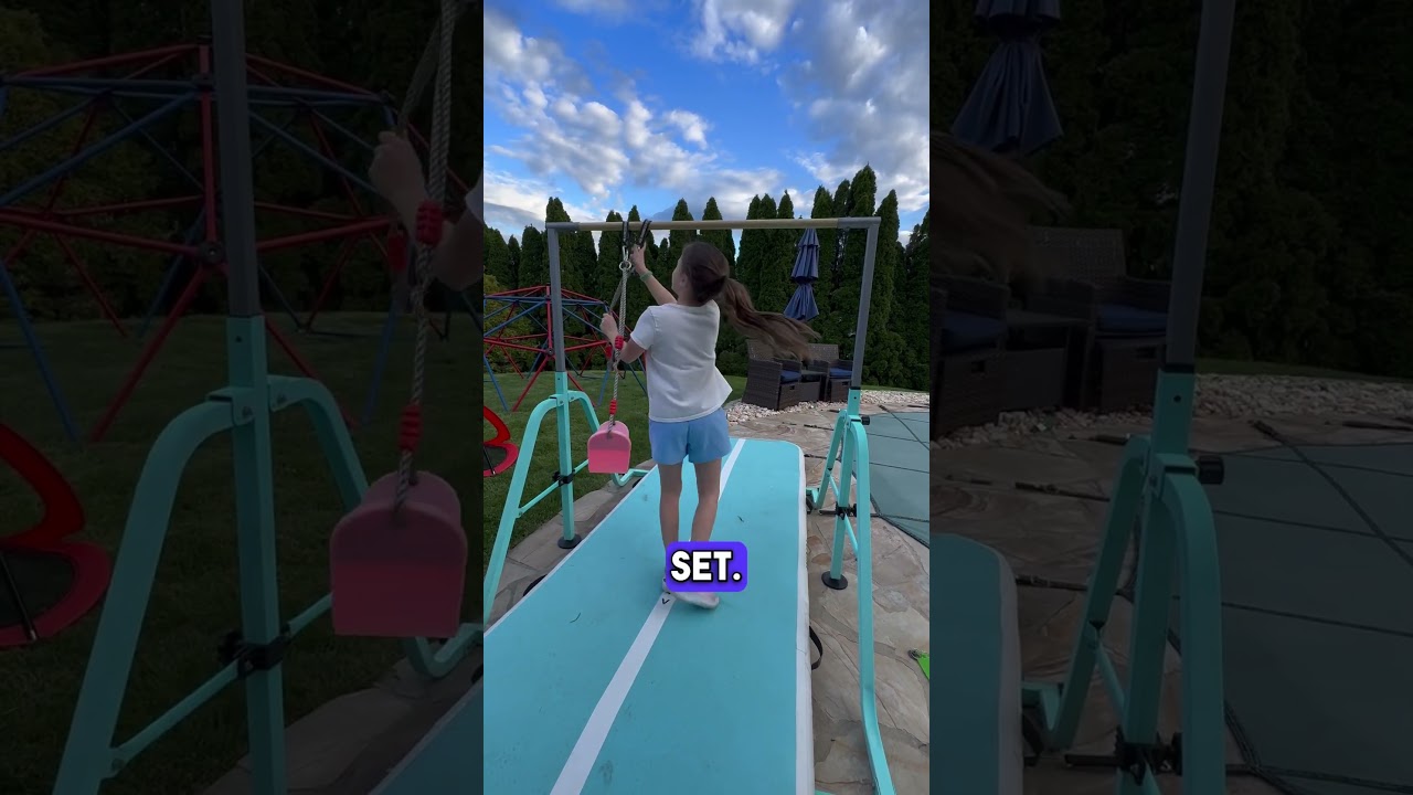 Reviewing the At Home Gymnastic Bar Set for Kids 🤸&zwj;♂️🥇 Fun for ALL Ages! #kids #gym #shorts #fun