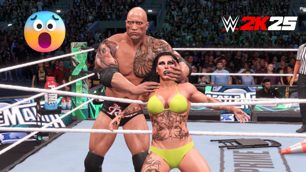 The Rock vs Rhea Ripley | Intergender Match Gameplay | WWE 2K25