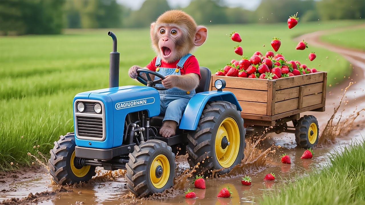 🍓💦 Monkey NaNa Turns Disaster Into Victory! His Genius Plan Saved the Strawberry Load! 🚜🔥