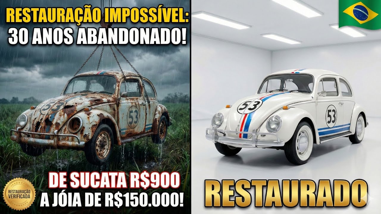 Fusca Herbie 53 Completamente Destruído - Achado Abandonado Fazenda MG R$900 (ASMR Restauração)