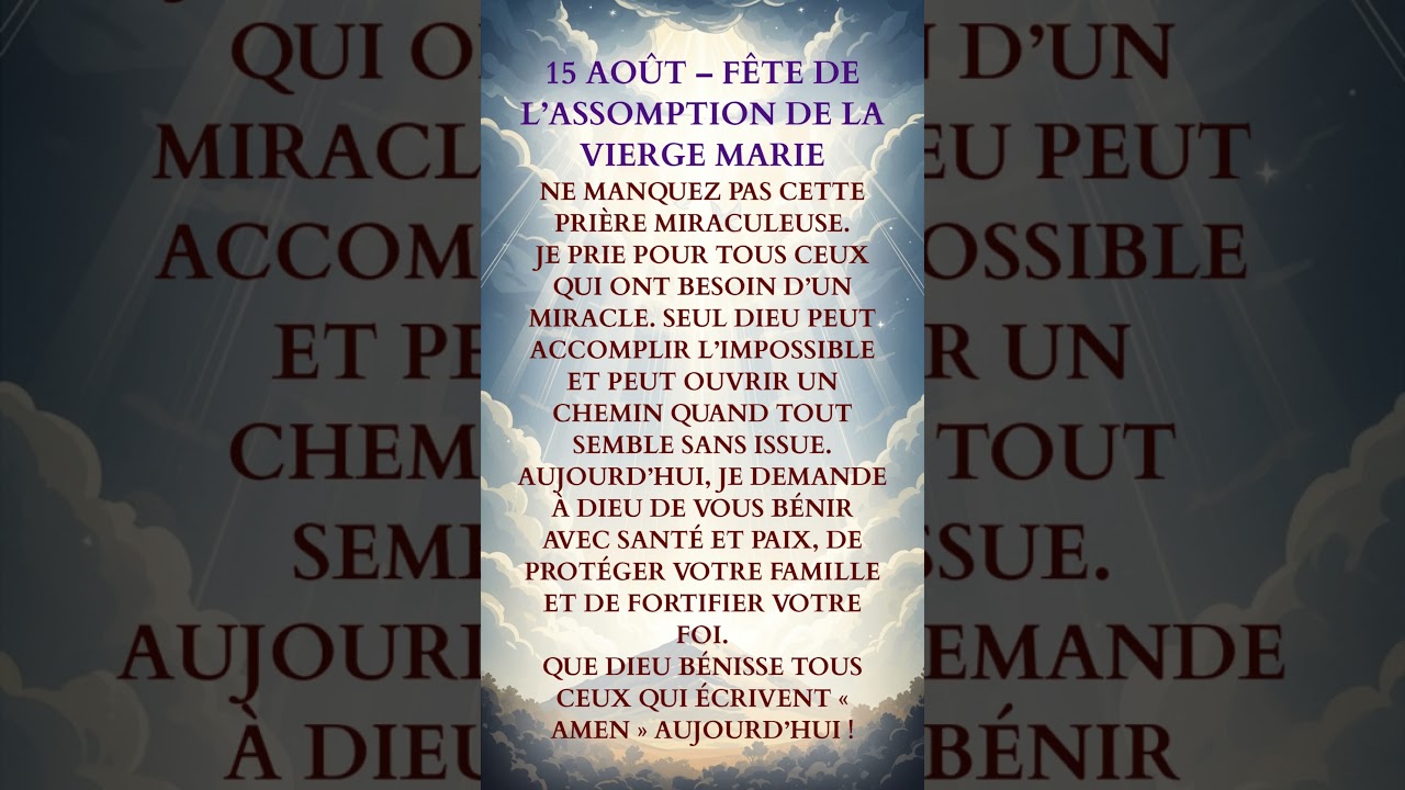 15 ao&ucirc;t &ndash; f&ecirc;te de l&rsquo;Assomption de la Vierge Marie. #vierge Marie #15august   ao&ucirc;t