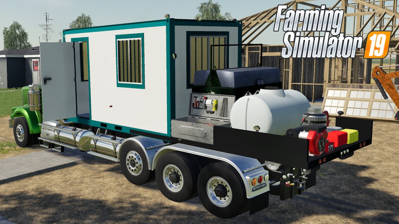 FS19 - DELIVERING BUILDING CONTAINER to CONSTRUCTION SITE - NEW TRUCK MOD for Farming Simulator 2019