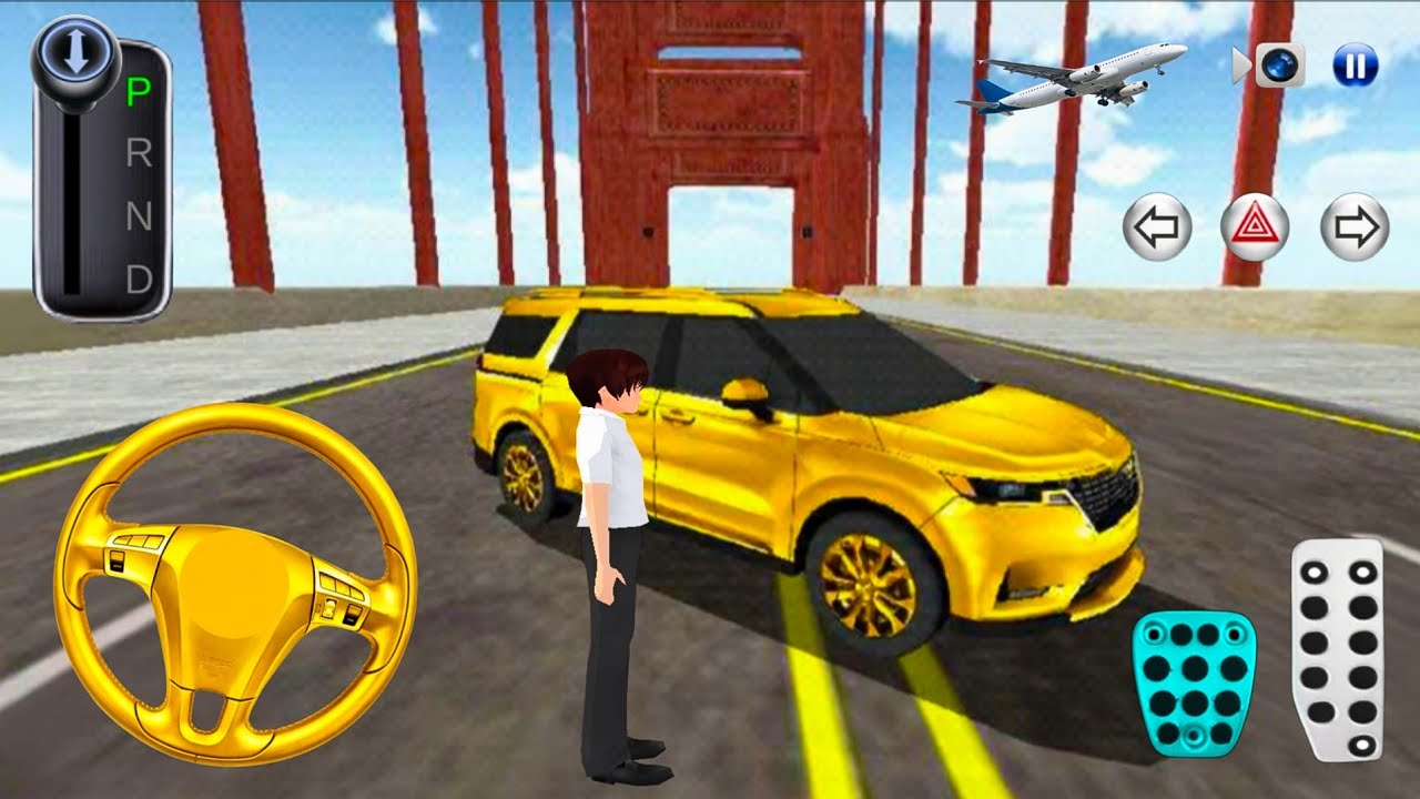 3D Driving Class Gameplay | Golden Car Driving on Bridge 🚘 | Realistic Car Simulator |