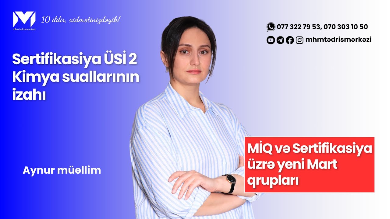 Sertifikasiya üzrə ÜSİ 2 | Kimya suallarının izahı | Aynur müəllim #sertifikasiya #kimya
