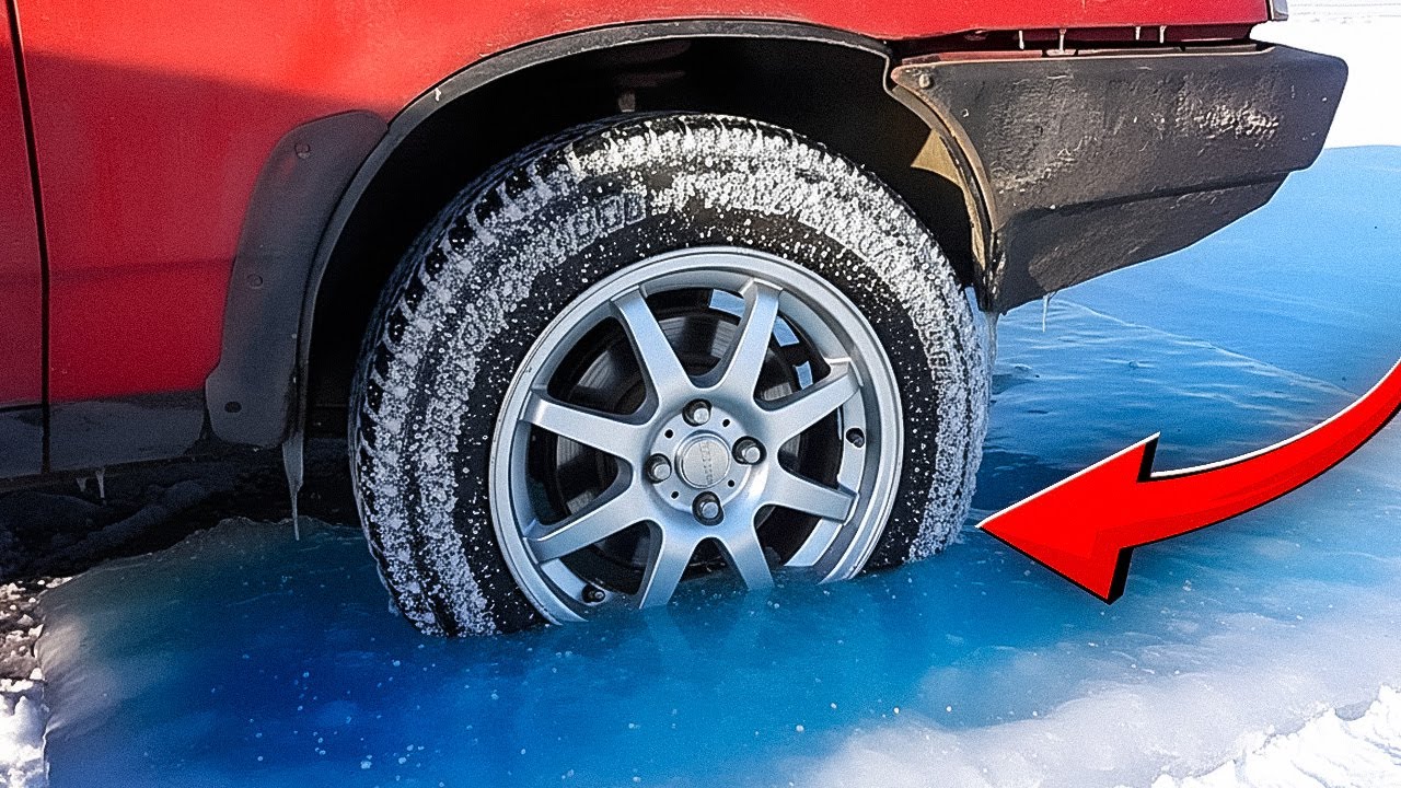 Wheels frozen into ice - can a car drive out?