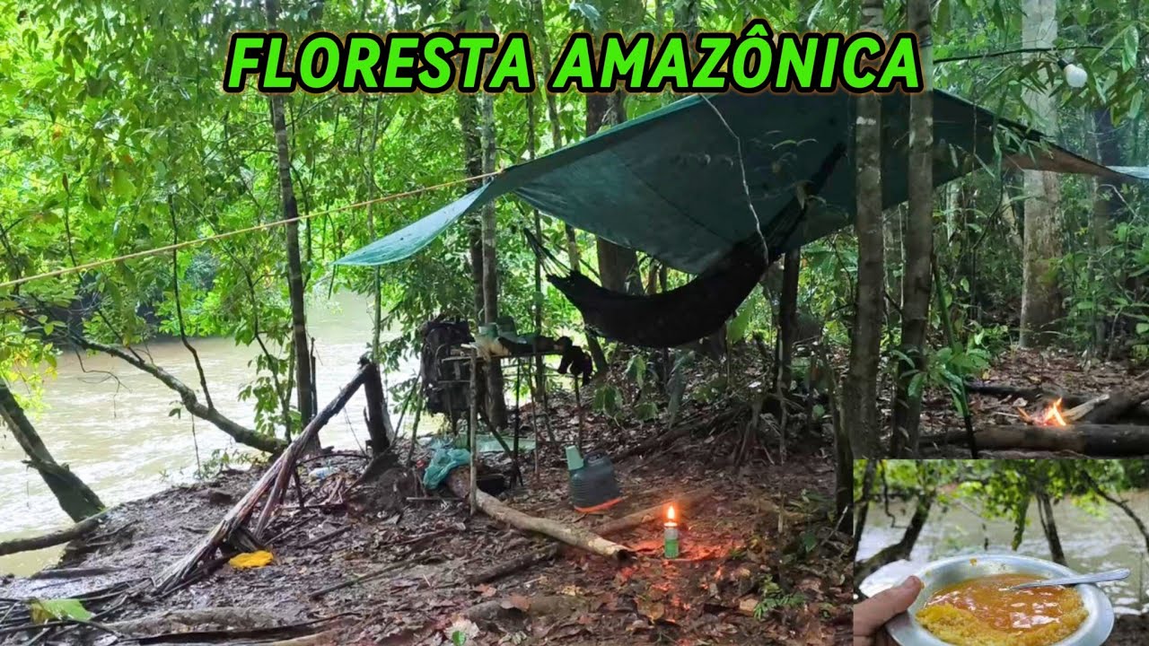 Montei Um Abrigo na Beira do Rio pescaria de piau em plena floresta Selvagem  @Ademar Pesca Camping