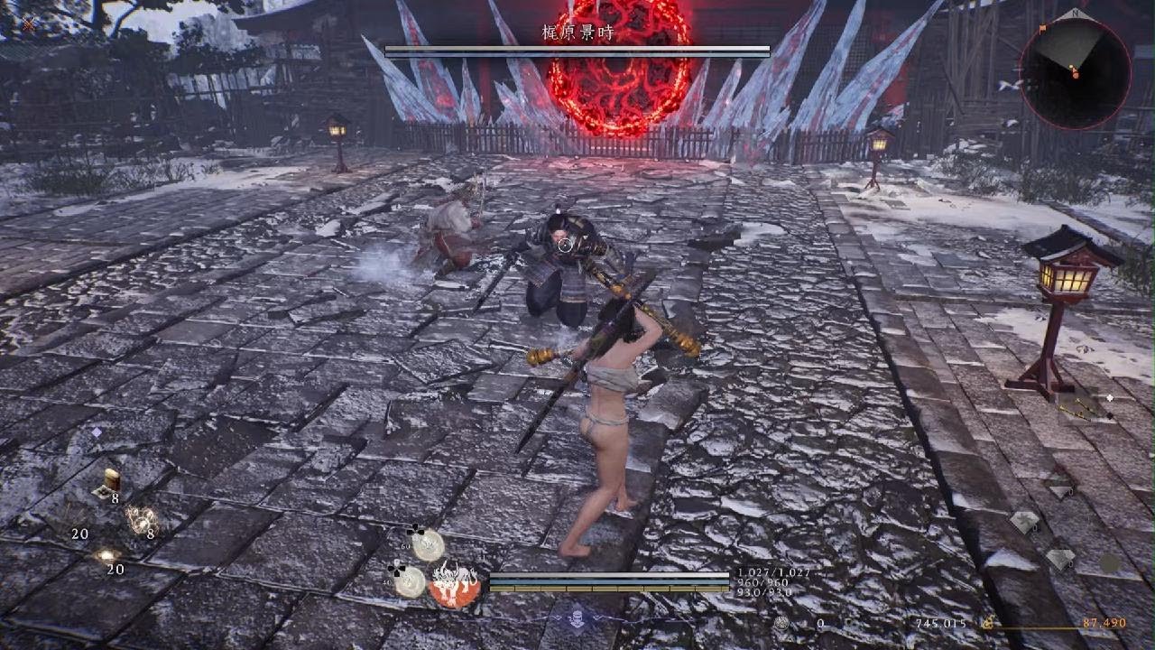 仁王３　Lv1裸縛り　ボス戦　梶原景時