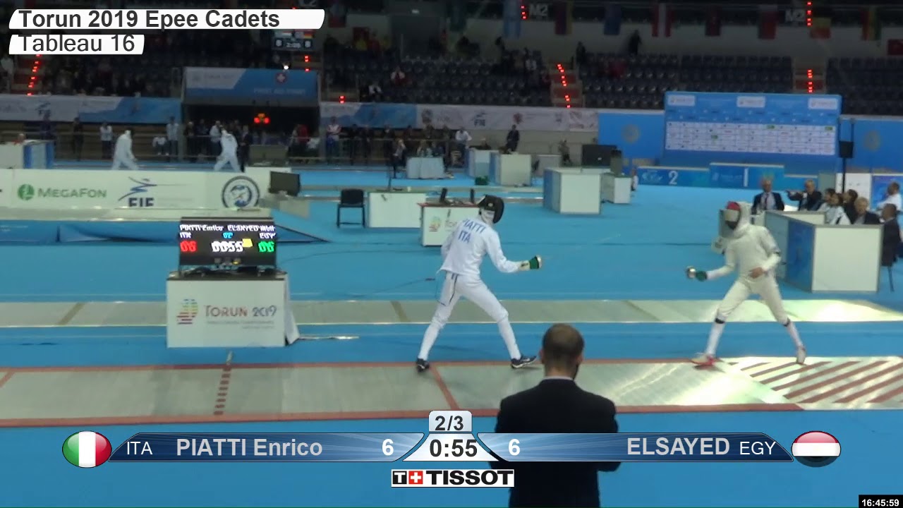 2019 236 T16 08 M E Individual Cadet Torun POL WCH RED ELSAYED  EGY vs PIATTI ITA