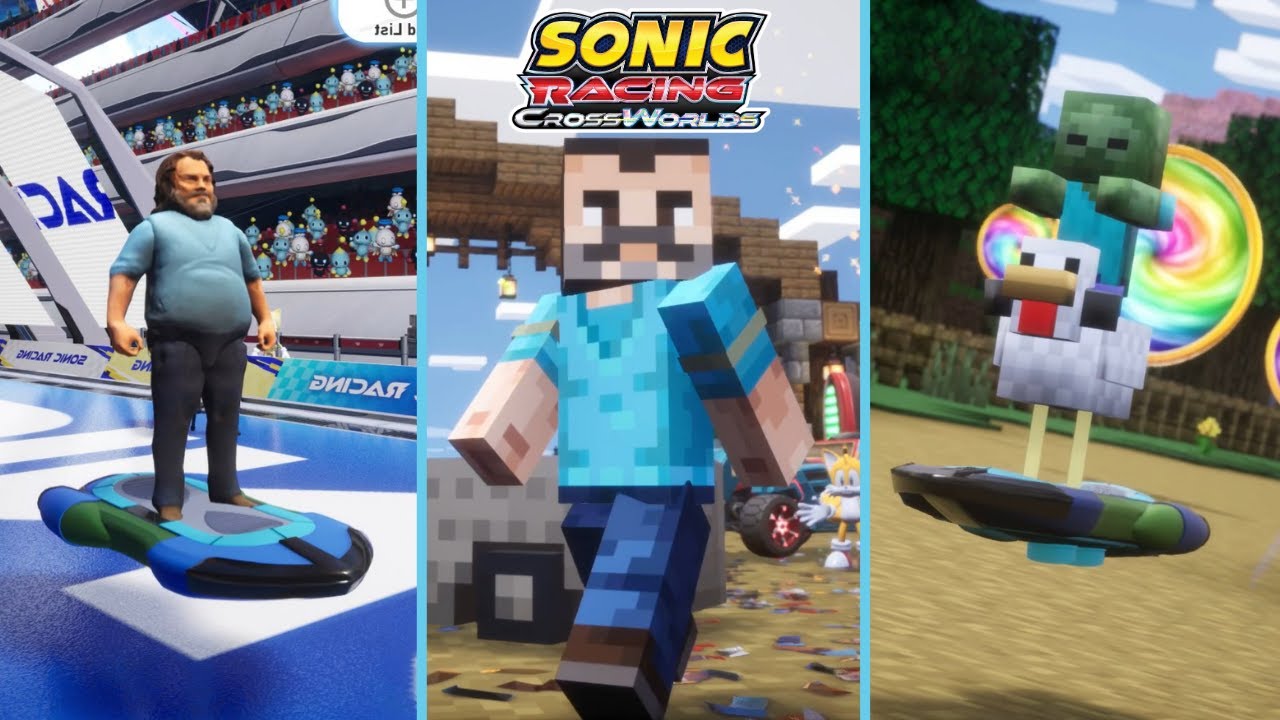 🟦 (ОЗВУЧКА ИЗ ФИЛЬМА) Джек Блэк, Minecraft Steve! с CHICKEN JOCKEY — Sonic Racing: CrossWorlds (4K)