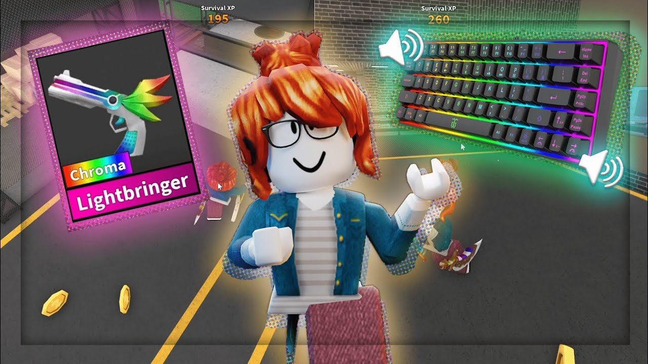 PLAYING MM2 as RICH CUTE BACON w/ CHROMA GODLIES + KEYBOARD ASMR (Gameplay Video | UHD)