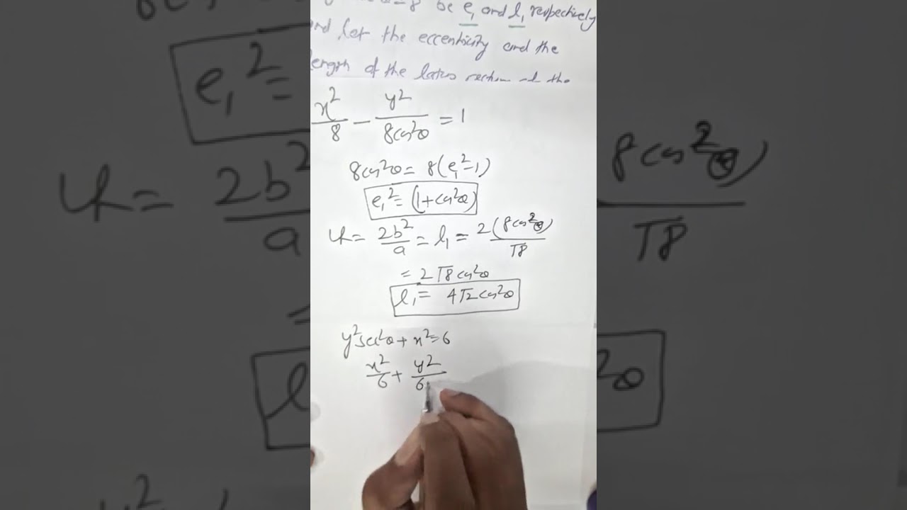 JAN 28 2026 M For some ø, Let eccentricity and length of latus rectum of hyperbola X²-Y²Sec²ø=8..