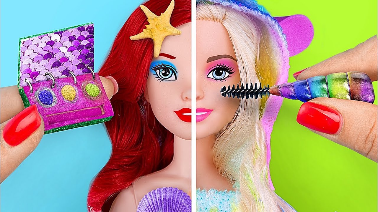 ¡12 Maquillaje En Miniatura De Unicornio vs Maquillaje De Sirena! / Locos Trucos Para Tu Barbie