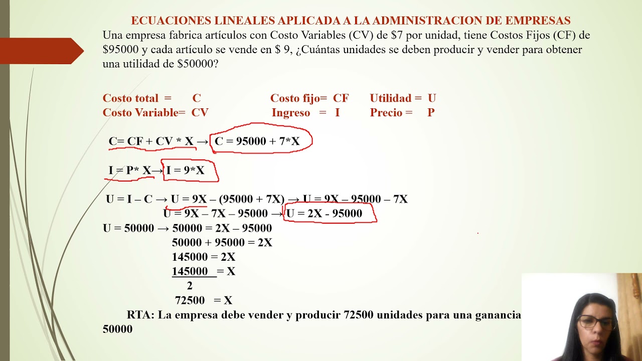 Ecuaciones Lineales en la Administración de empresas