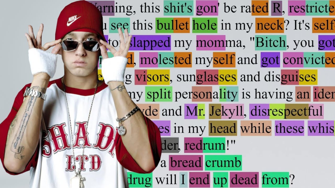 Eminem - Low Down, Dirty (Rhyme Scheme) Highlighted