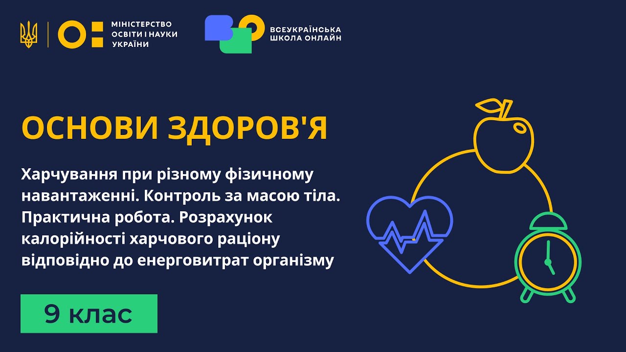 9 клас. Основи здоров'я. Харчування при різному фізичному навантаженні. Контроль за масою тіла