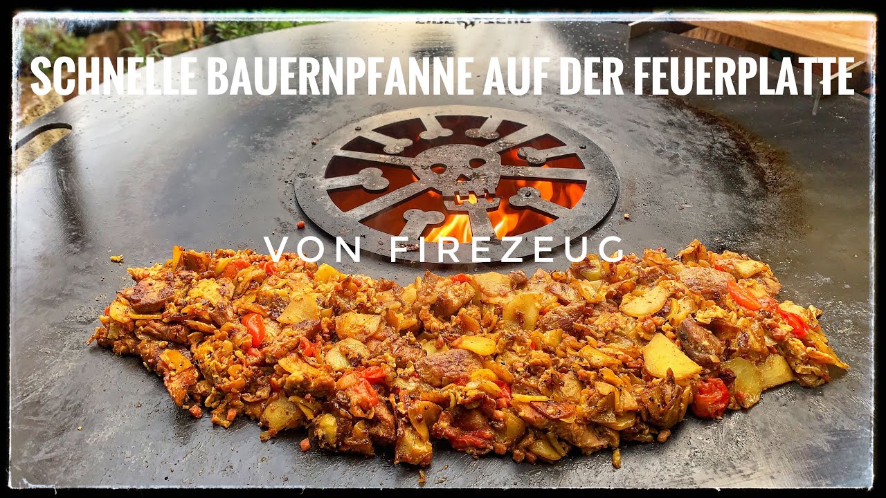 Schnelle Bauernpfanne von der Firezeug Feuerplatte