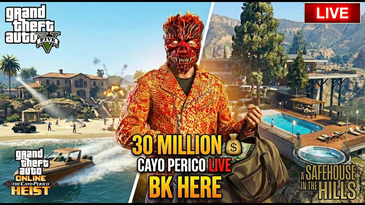 🔥 GTA V LIVE 🔴 | Cayo Perico Heist 💰 30 MILLION EARNING 😱 | Hills Safehouse Purchase 🏡 | BK HERE P28