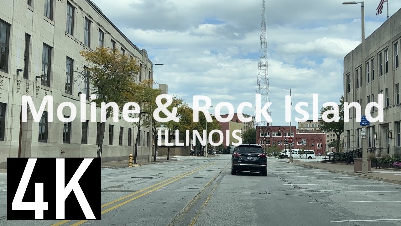 Driving in Moline & Rock Island, Illinois 4K Street Tour