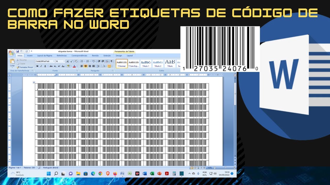 COMO FAZER ETIQUETAS DE CÓDIGO DE BARRA NO WORD - RÁPIDO E FÁCIL