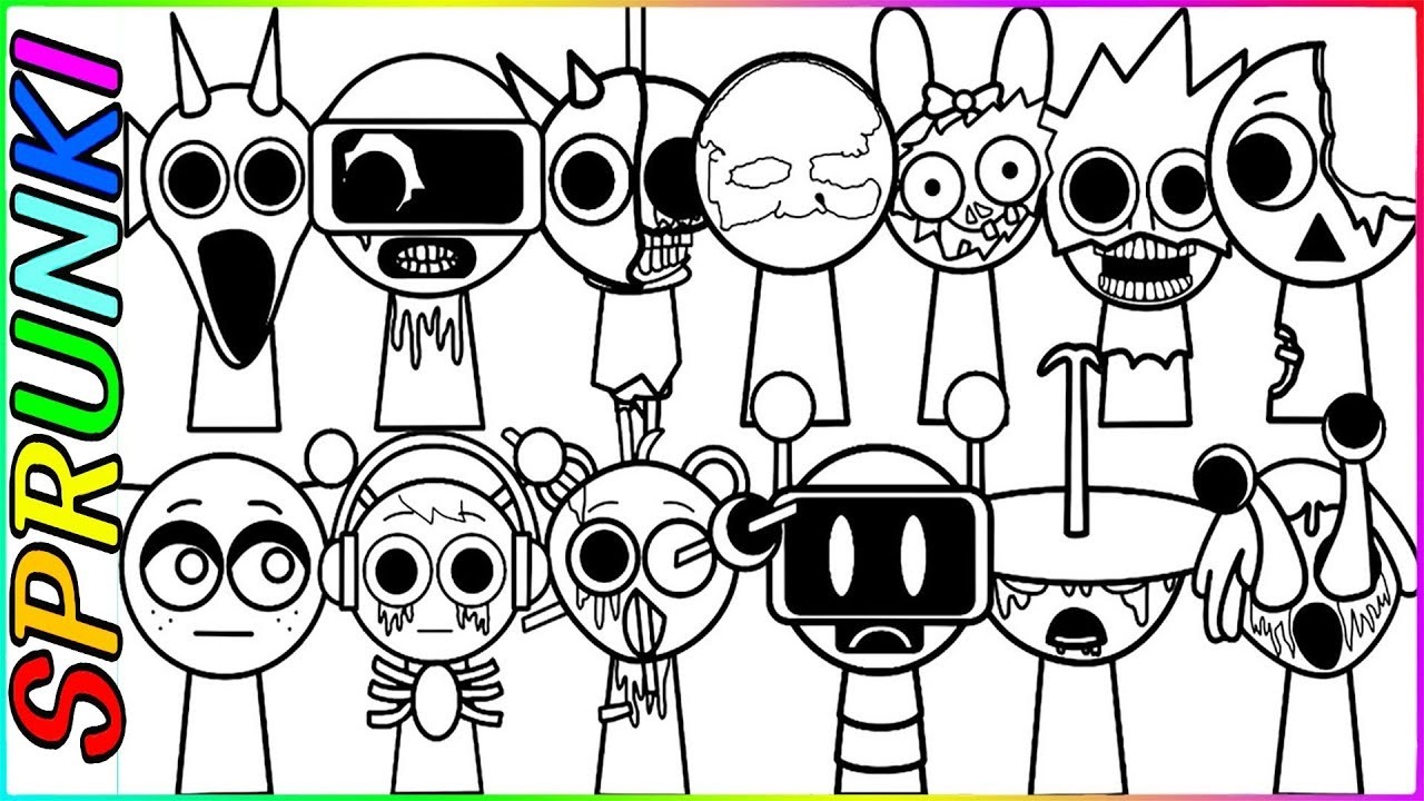 Новые раскраски / Спрунки из Incredibox / Как раскрасить Спрунки в режиме ужасов