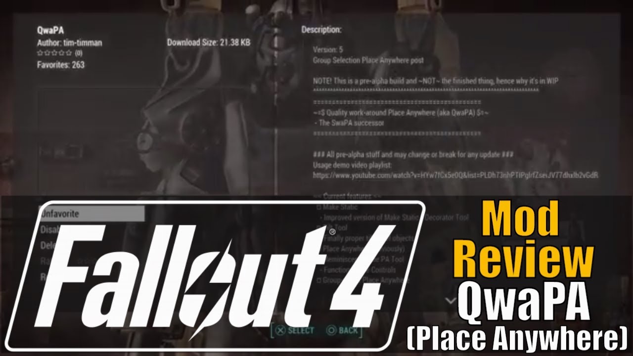 Fallout 4 - QwaPA Tutorial (Place Anywhere PS4)